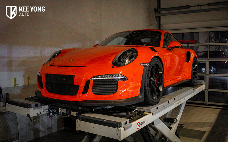 A Porsche Getting Serviced